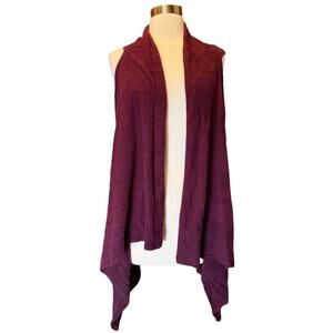 ALAN BILZERIAN Cashmere Open Vest Shawl Knit Cardigan Burgundy Drape US 12